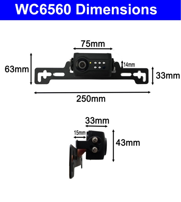 Number Plate Wireless Reversing Camera System with 7'' mirror monitor